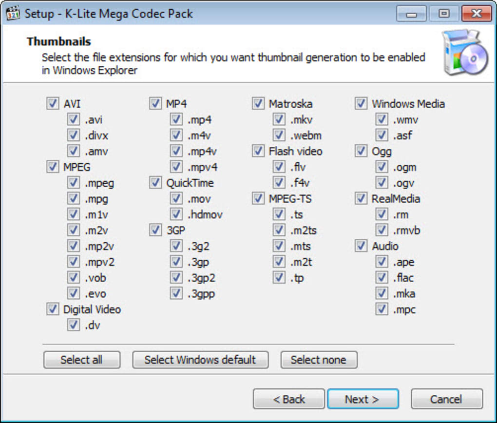 k-lite codec pack for windows media player 10