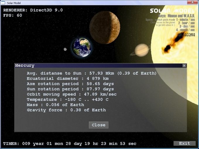 solar system 3d screensaver