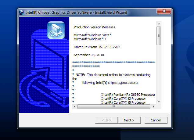 Intel Graphics Driver 31.0.101.4575 instaling