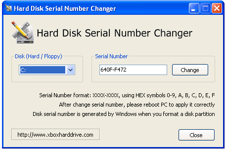 Hard disk serial number changer  