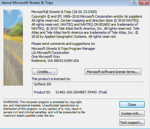 microsoft streets and trips 2013 serial