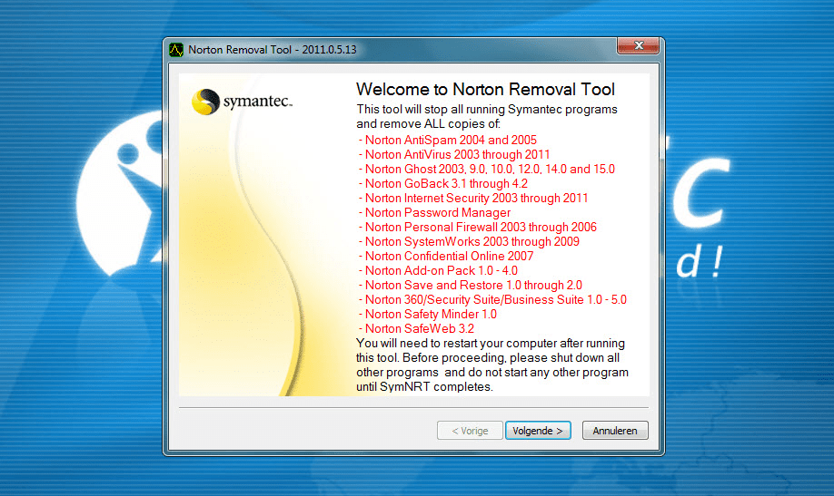 norton uninstall tool windows 10