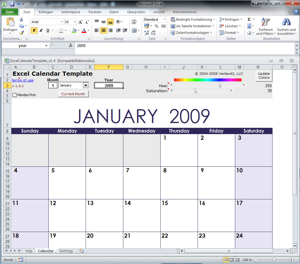 Excel Kalender Vorlage Download