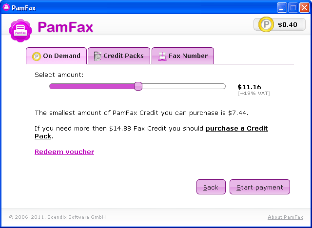 pamfax fee