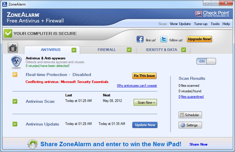zonealarm free antivirus firewall xp