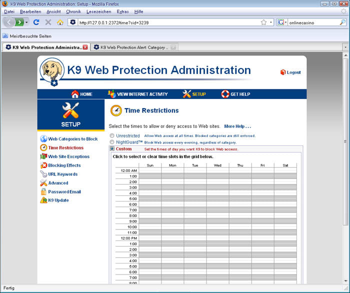 k9 web protection not working