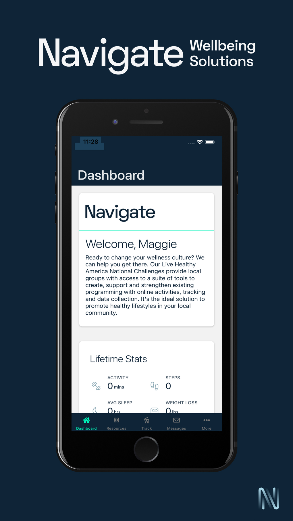 Navigate Wellbeing app screen on iPhone displaying calendar events and wellness check‑ins