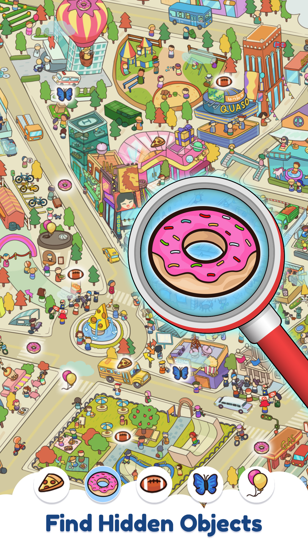 A screenshot from a hidden objects app, illustrating the keen observational skills useful for spotting unique items at a yard sale.