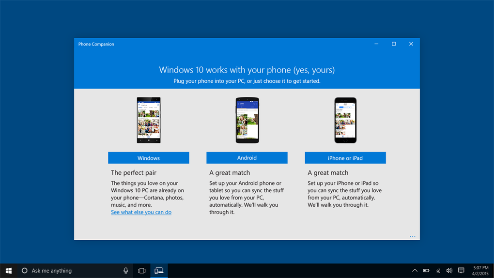 your phone companion windows 7