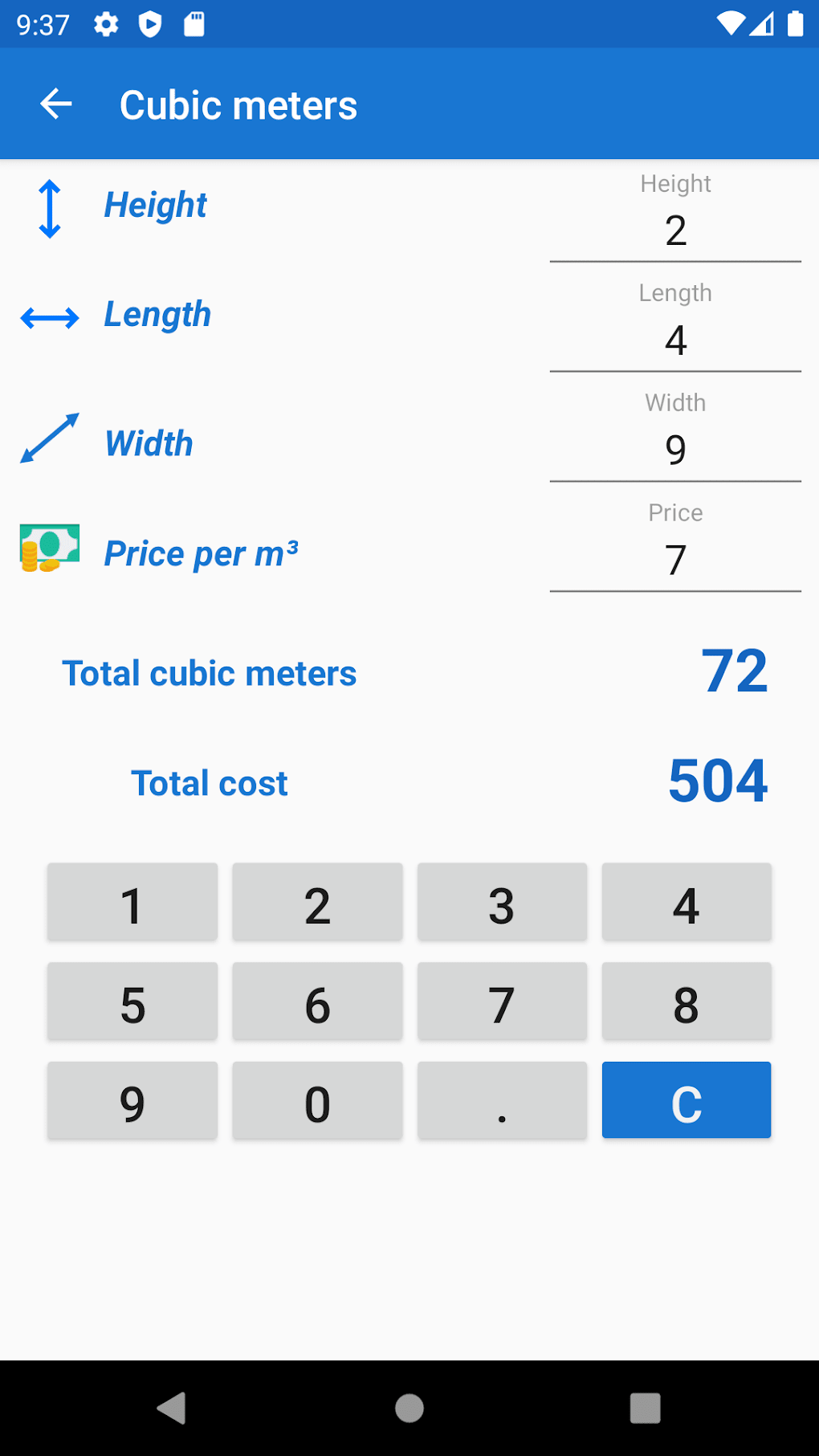 Square meters calculator สำหรบ Android ดาวนโหลด