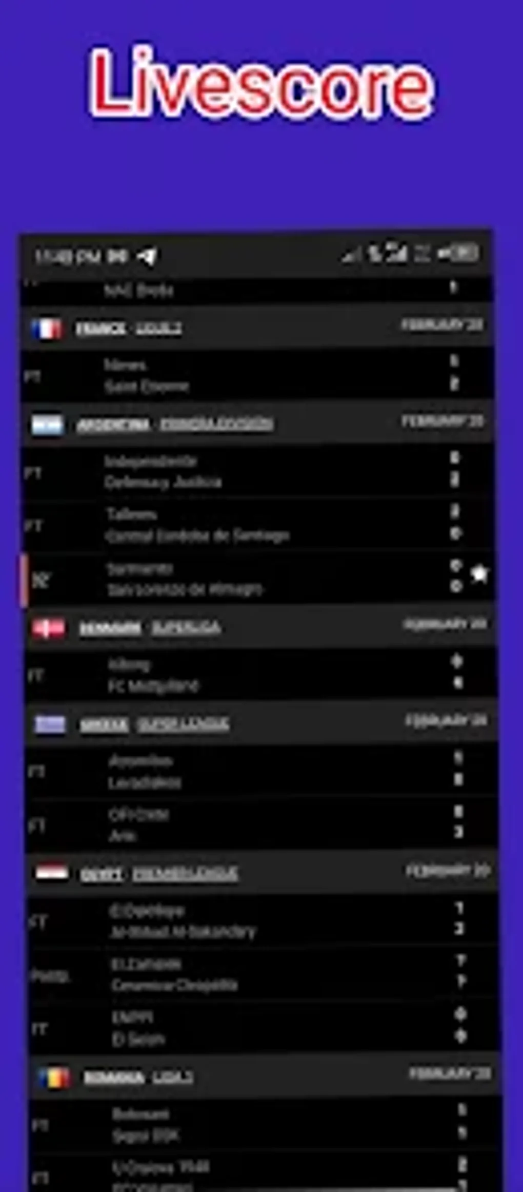 livescore app