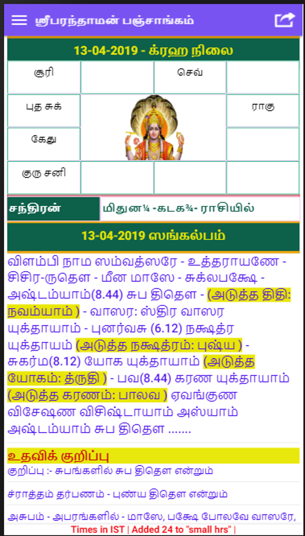 2025 January Calendar Tamil Panchangam