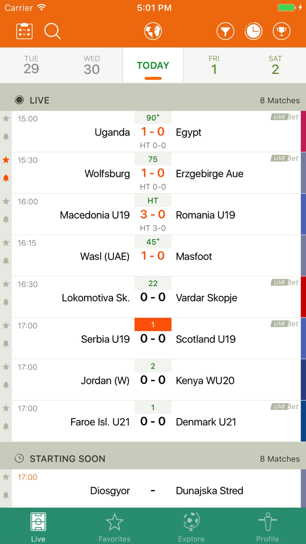Futbol24 soccer livescore app für iPhone