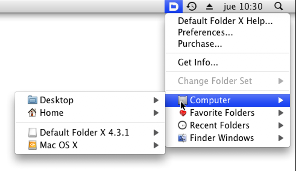 set favorite folders in default folder x