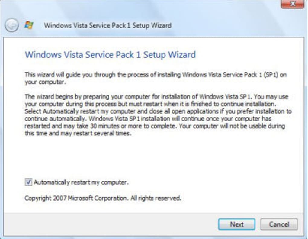 Windows Vista Service Pack 1 (SP1) (Windows) - Download
