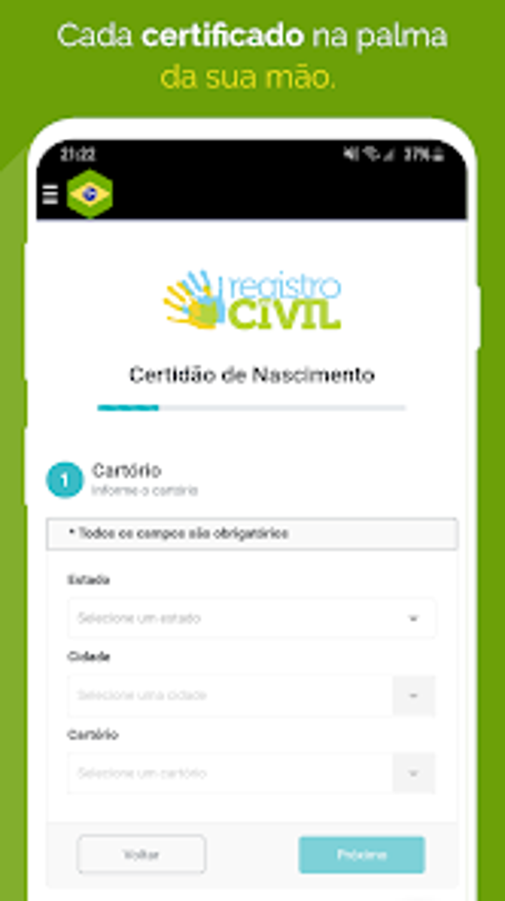 Android I in Registro Civil Brasil ndir