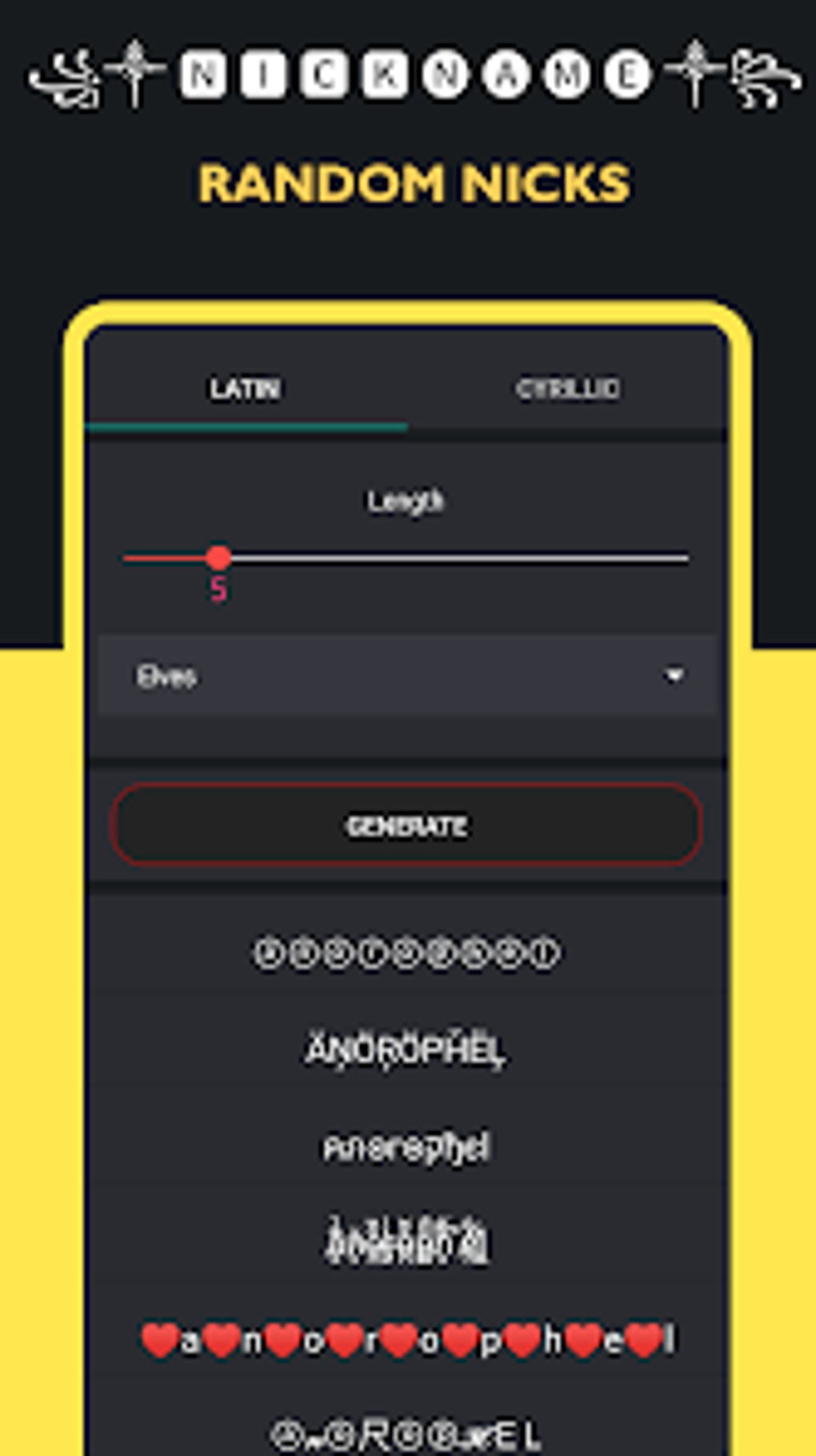 Nickname Generator: Name Style для Android — Скачать