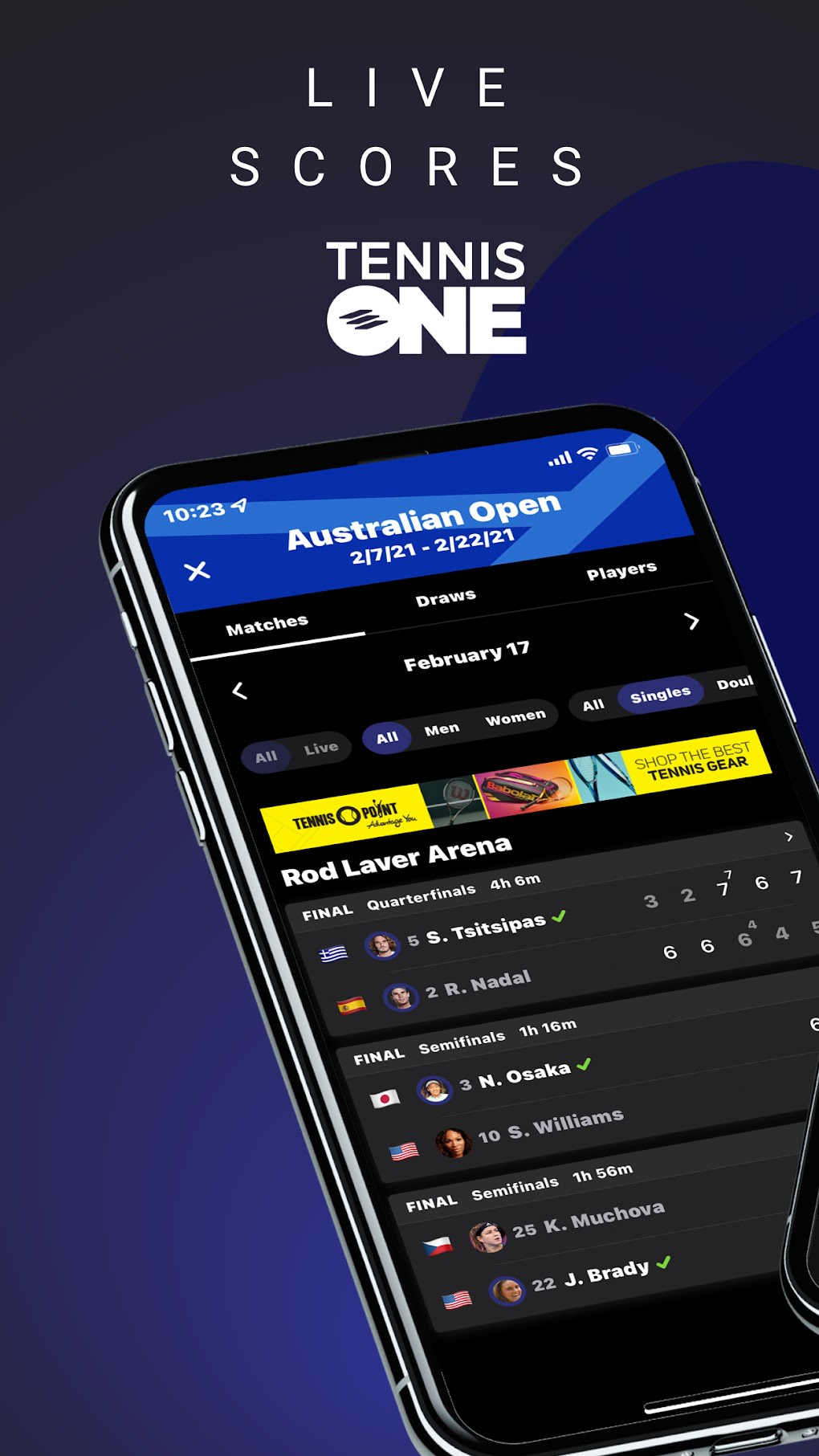TennisONE - Tennis Live Scores para Android