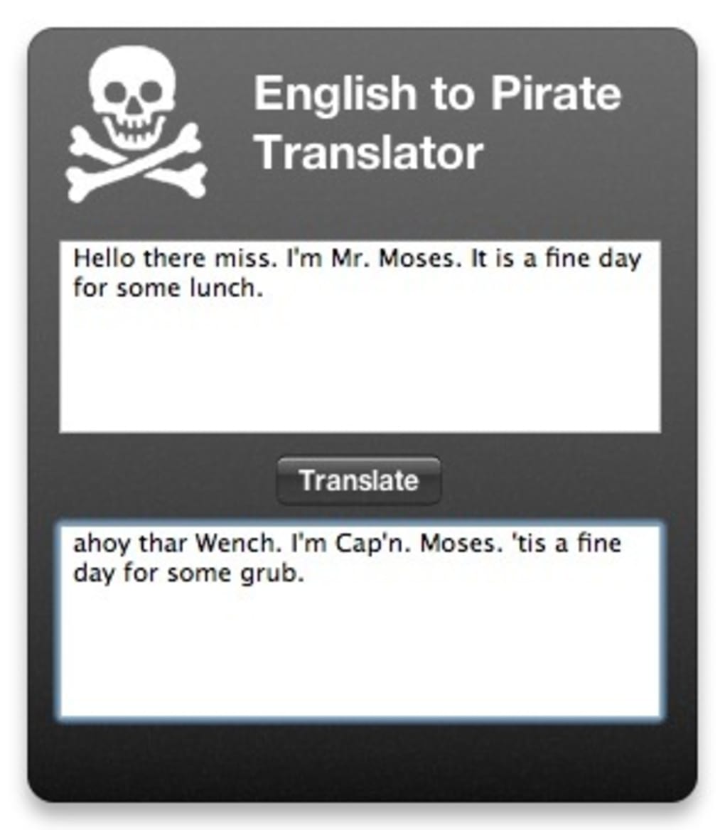 Пират переводчик. Hello переводчик