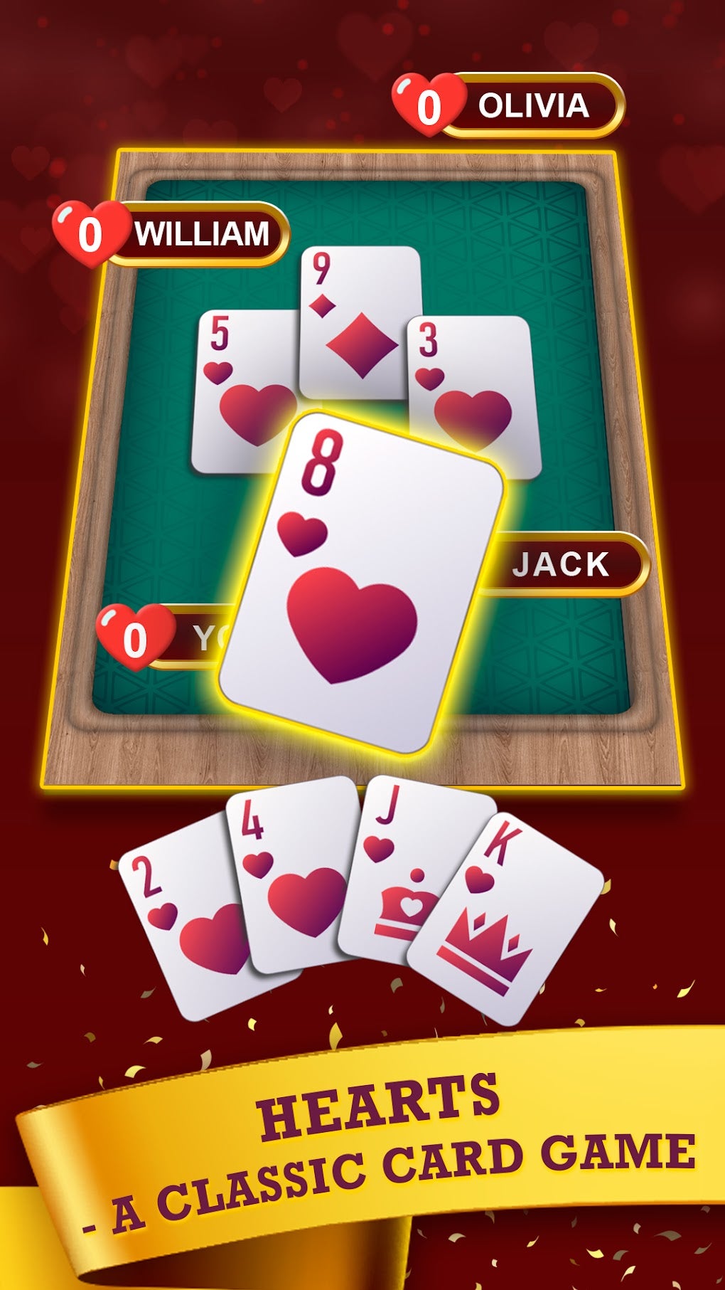 Hearts Classic Card Game Fun Android 