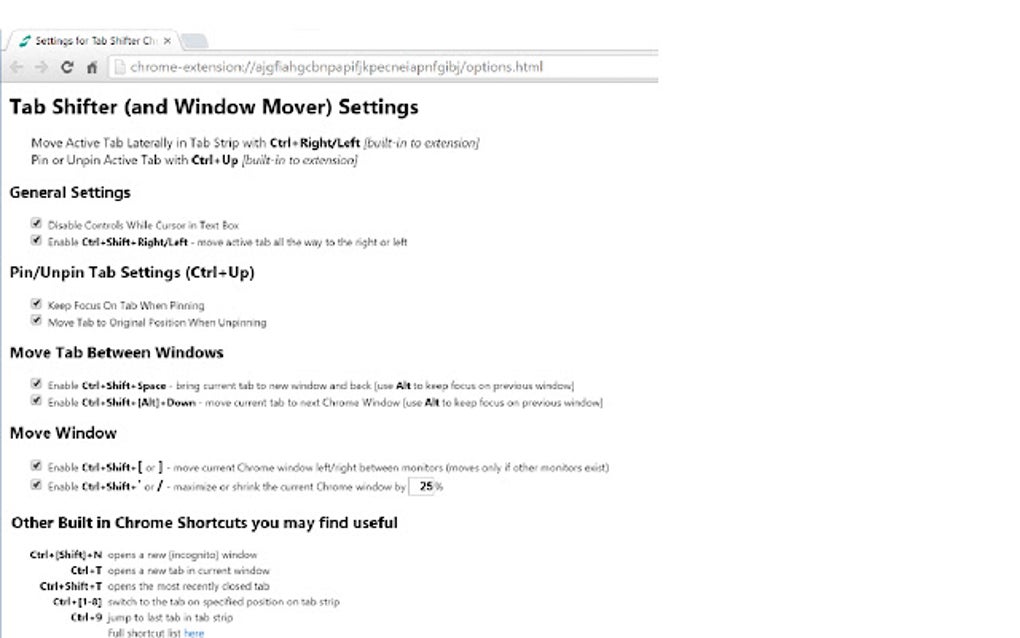 Tab Shifter (and Window Mover) for Google Chrome - Extension Download