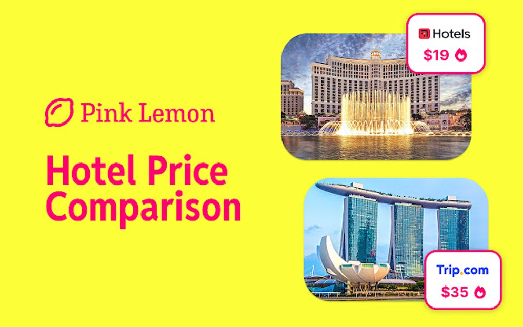 Pink Lemon Hotel Price Comparison Extension Google Chrome
