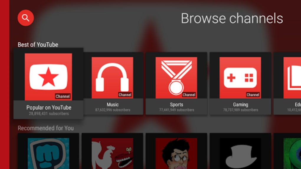 YouTube for Android TV (Android) - Download