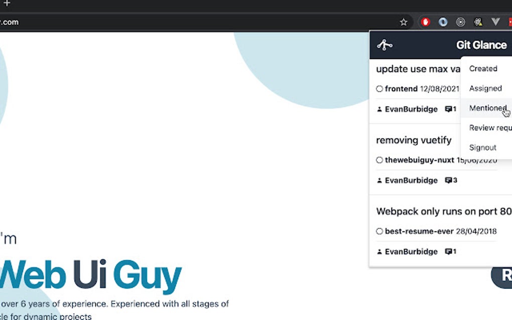 Git glance Google Chrome için Eklenti İndir Git glance Google Chrome için Eklenti İndir