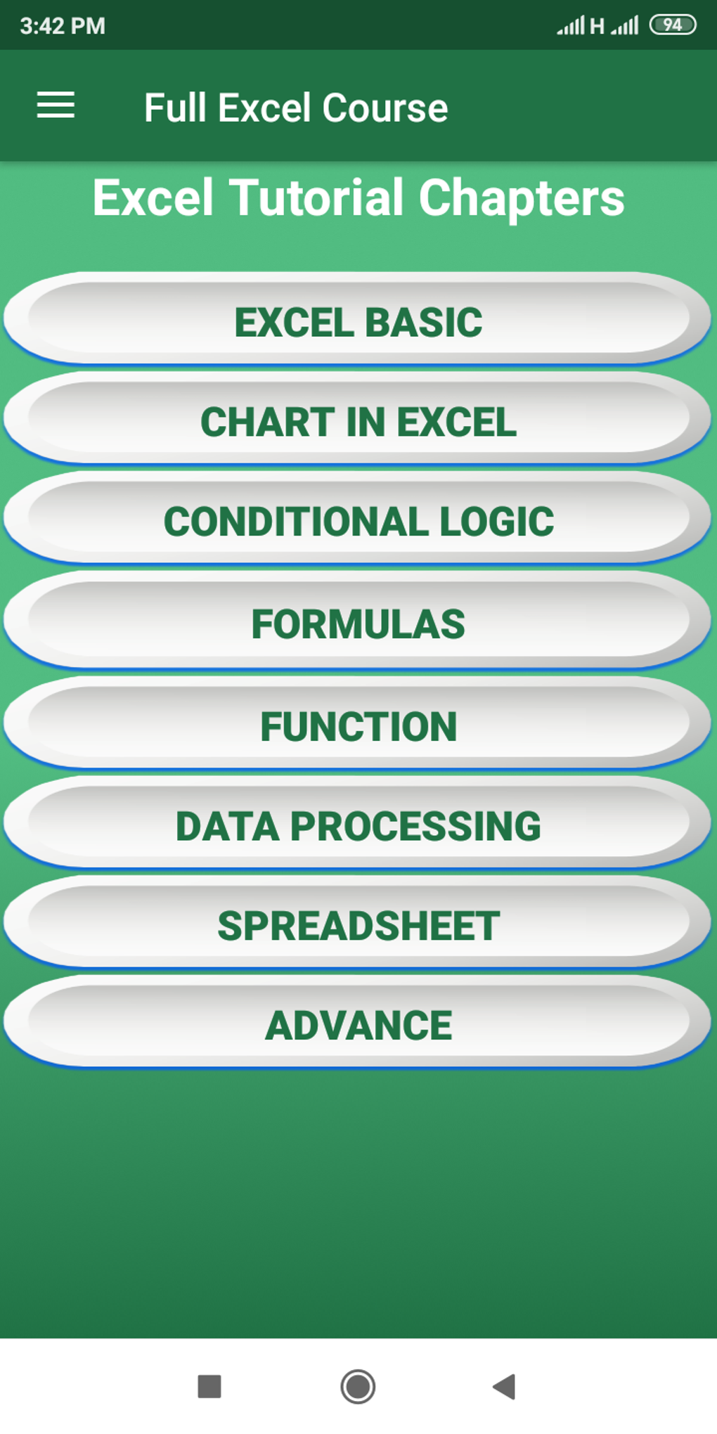 Full excel course offline apk for android download