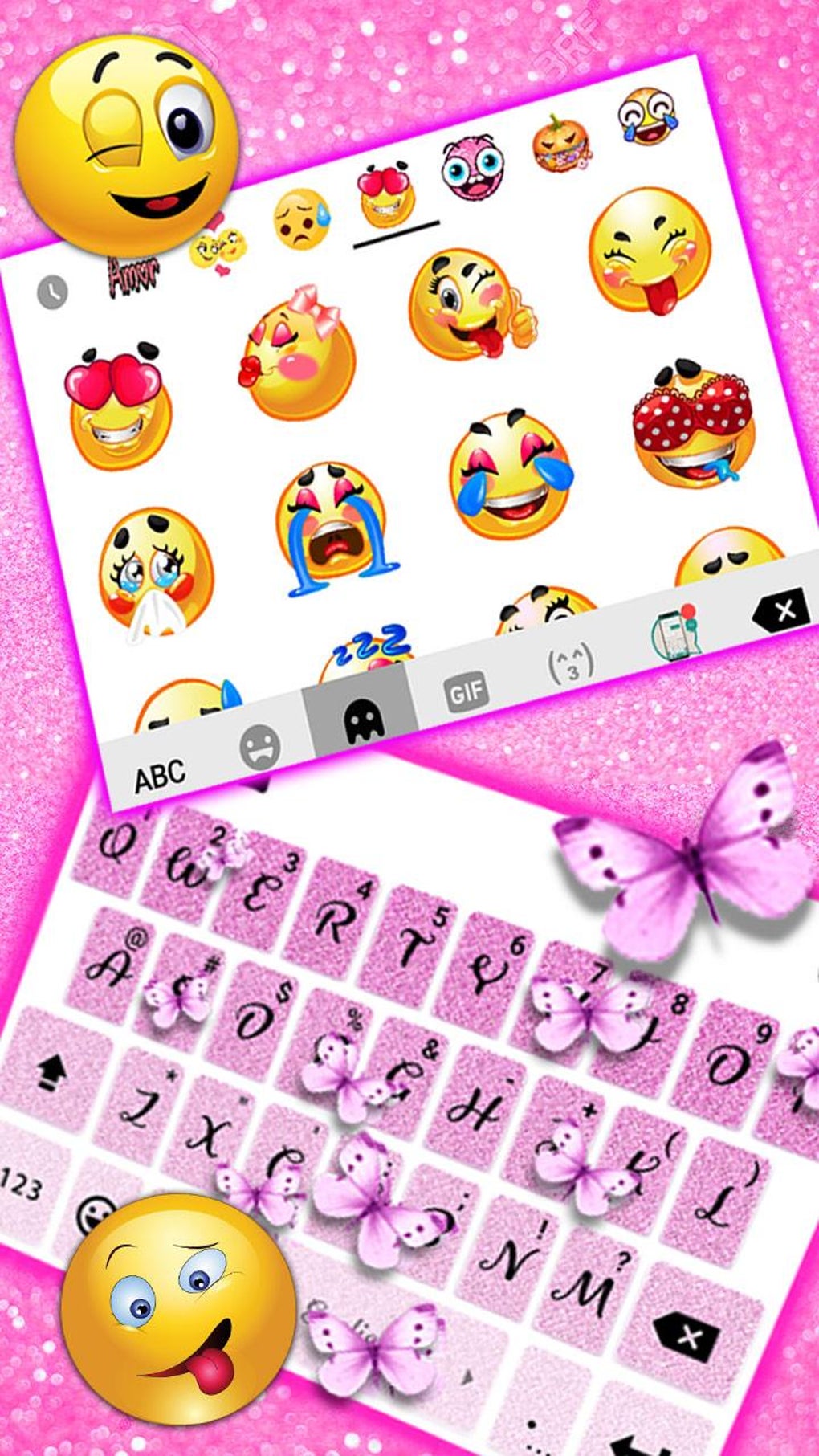 Pink Glitter Butterfly Keyboard Theme Apk For Android Download 8286