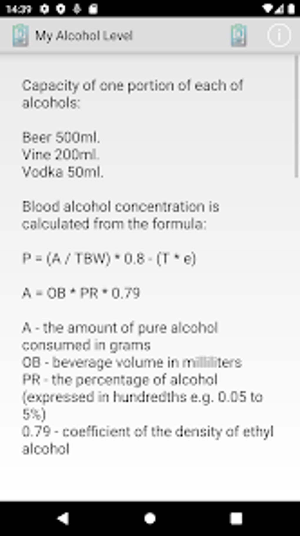 Blood Alcohol Calculator For Android - Download