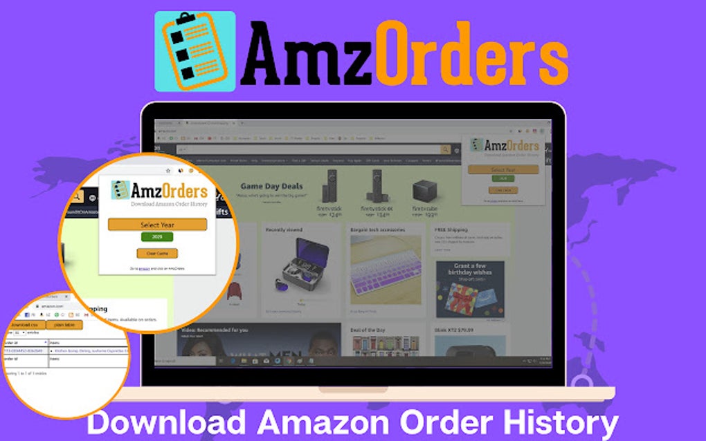 AmzOrders Amazon Order History Downloader for Google Chrome