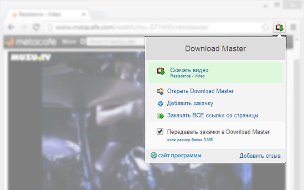 Download master расширение