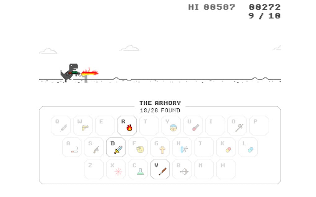 Google Chrome's Dino game gets modifications, new swords, weapons