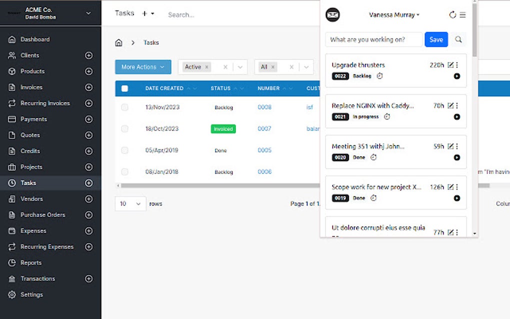 Invoice ninja tasks para google chrome extens o download