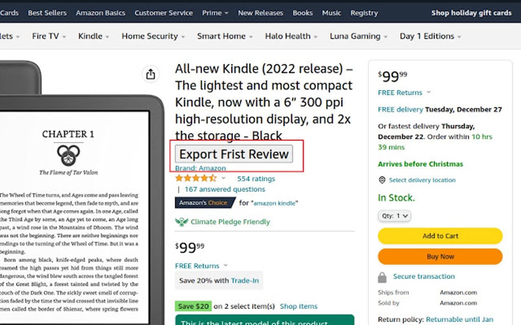 Amazon Review Export para Google Chrome - Extensión Descargar