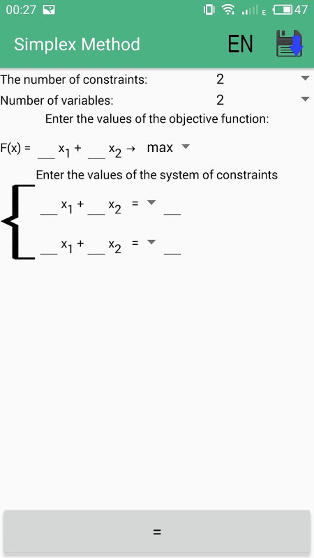 Simplex Method APK pour Android - Télécharger