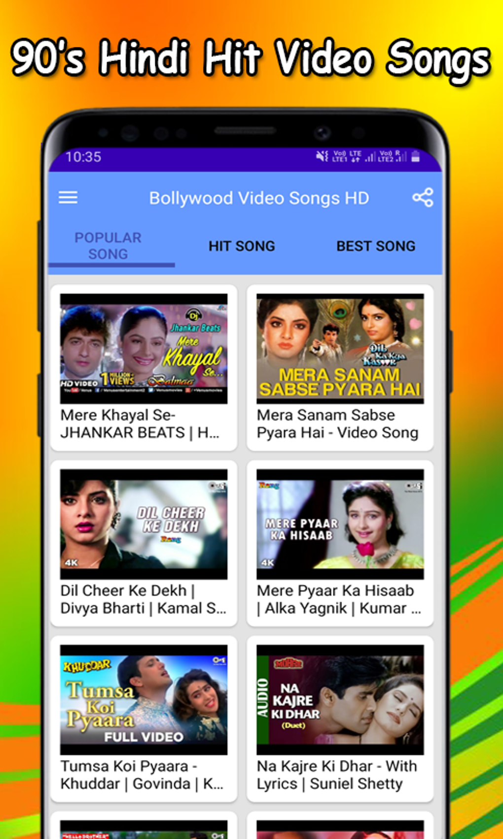 90s Hindi Video Songs HD for Android - Download