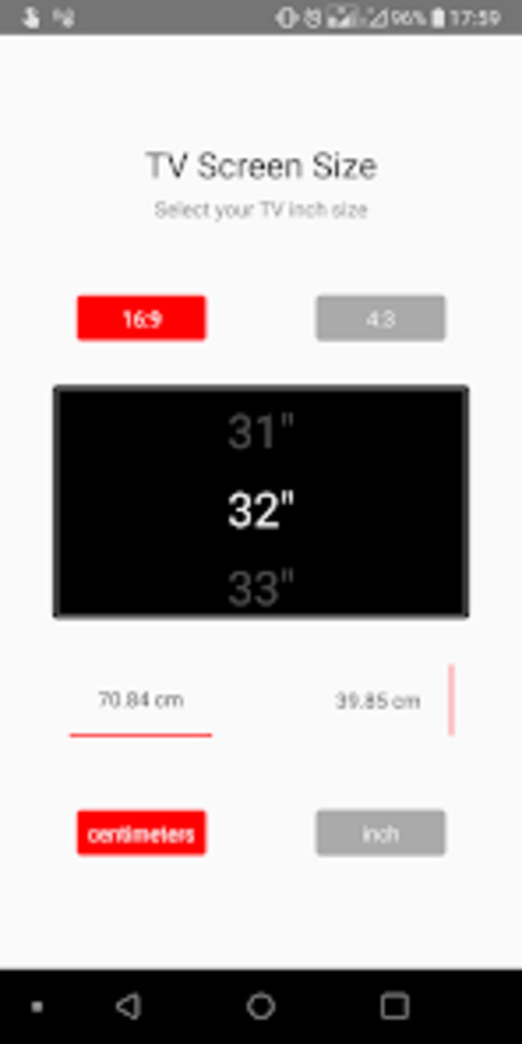 TV Screen size Calculator for Android - Download
