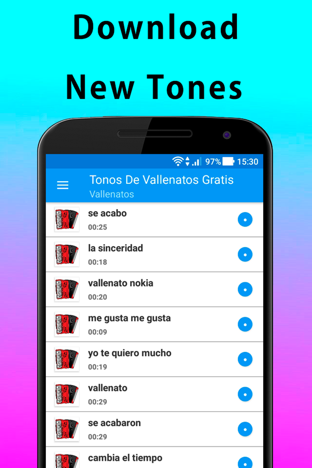 Ringtones vallenatos для Android — Скачать