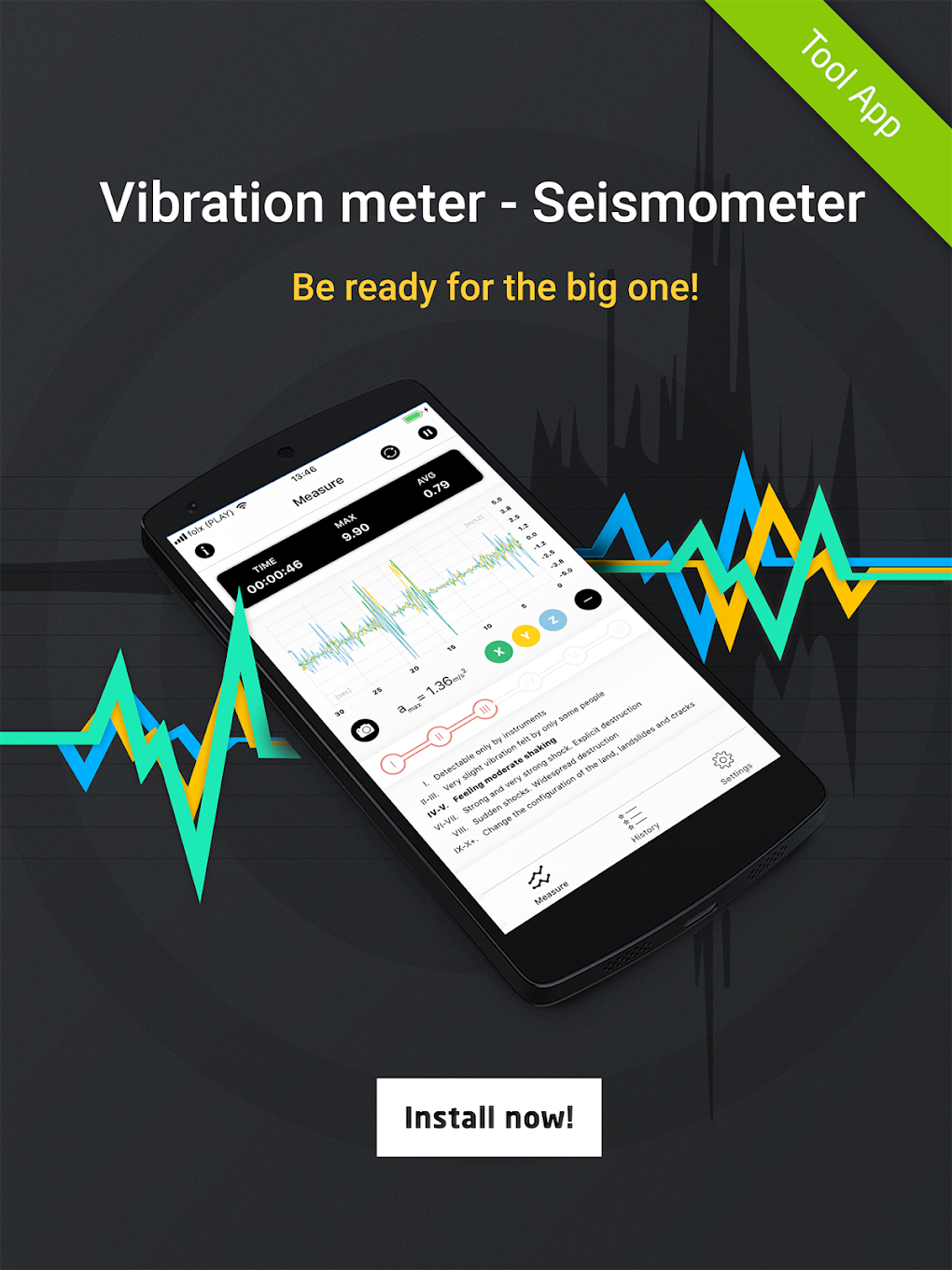 Vibration meter - Seismometer для Android — Скачать