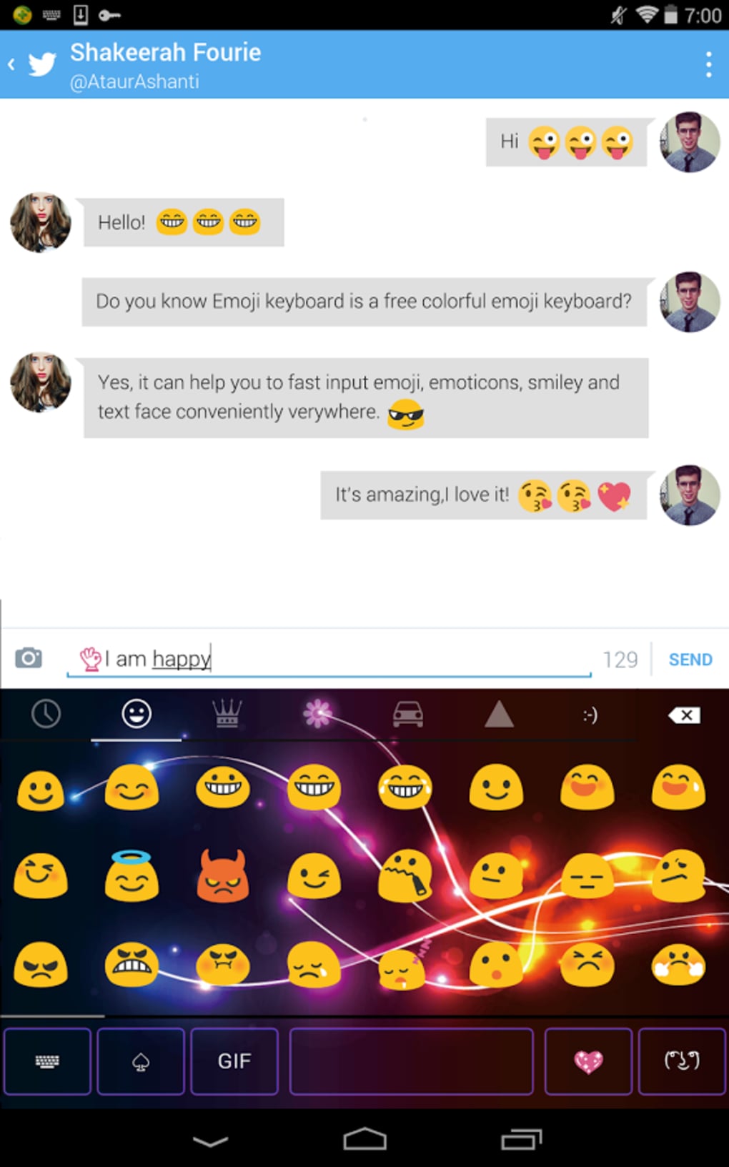 emoji keyboard cuteemoticons screenshot