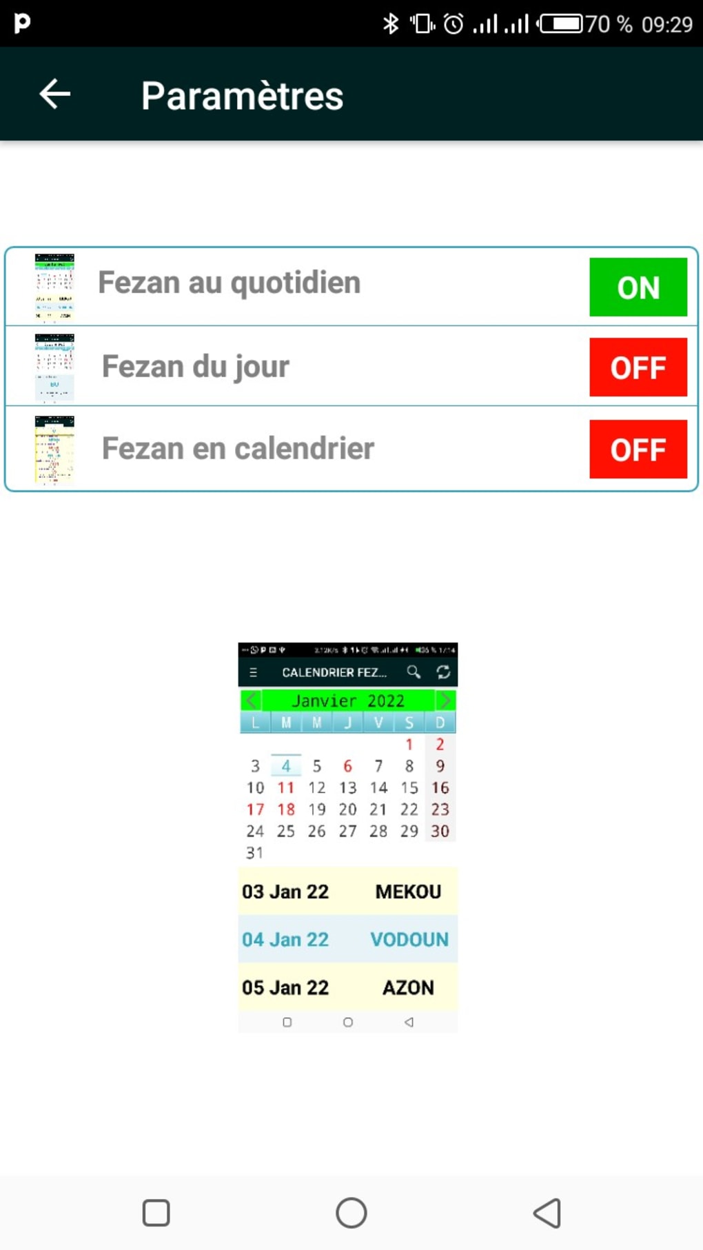 Applications Calendriers