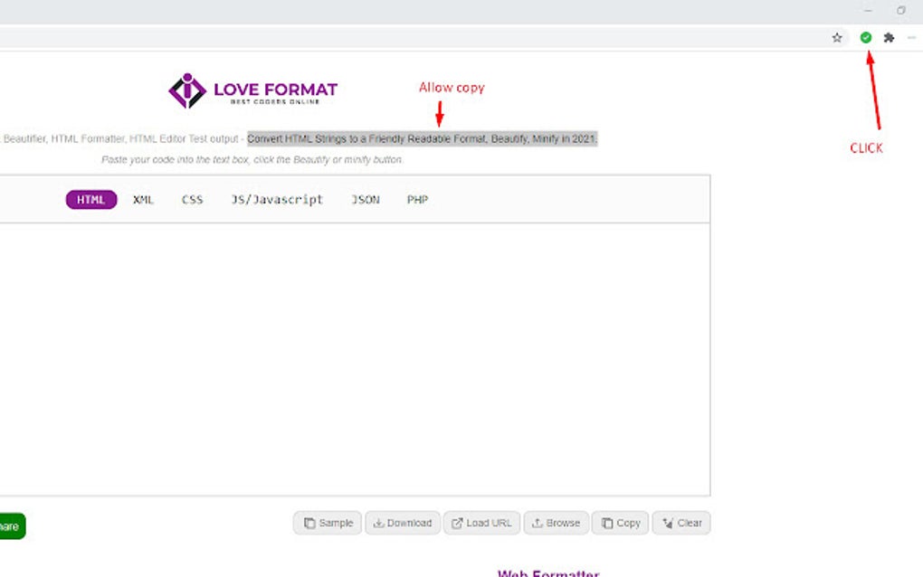 Allow copy google chrome 