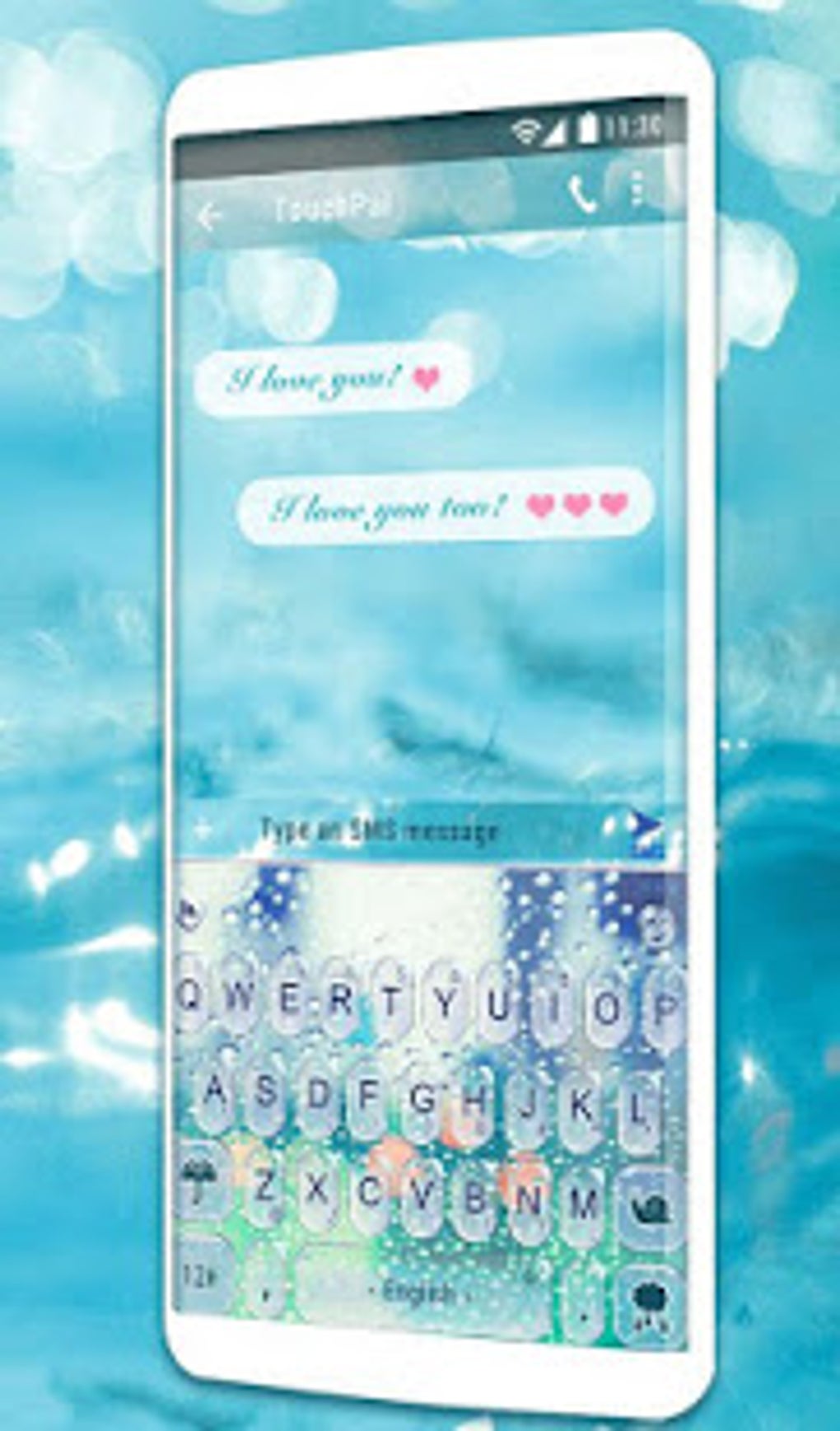 3d Blue Glass Water Keyboard Theme For Android Download