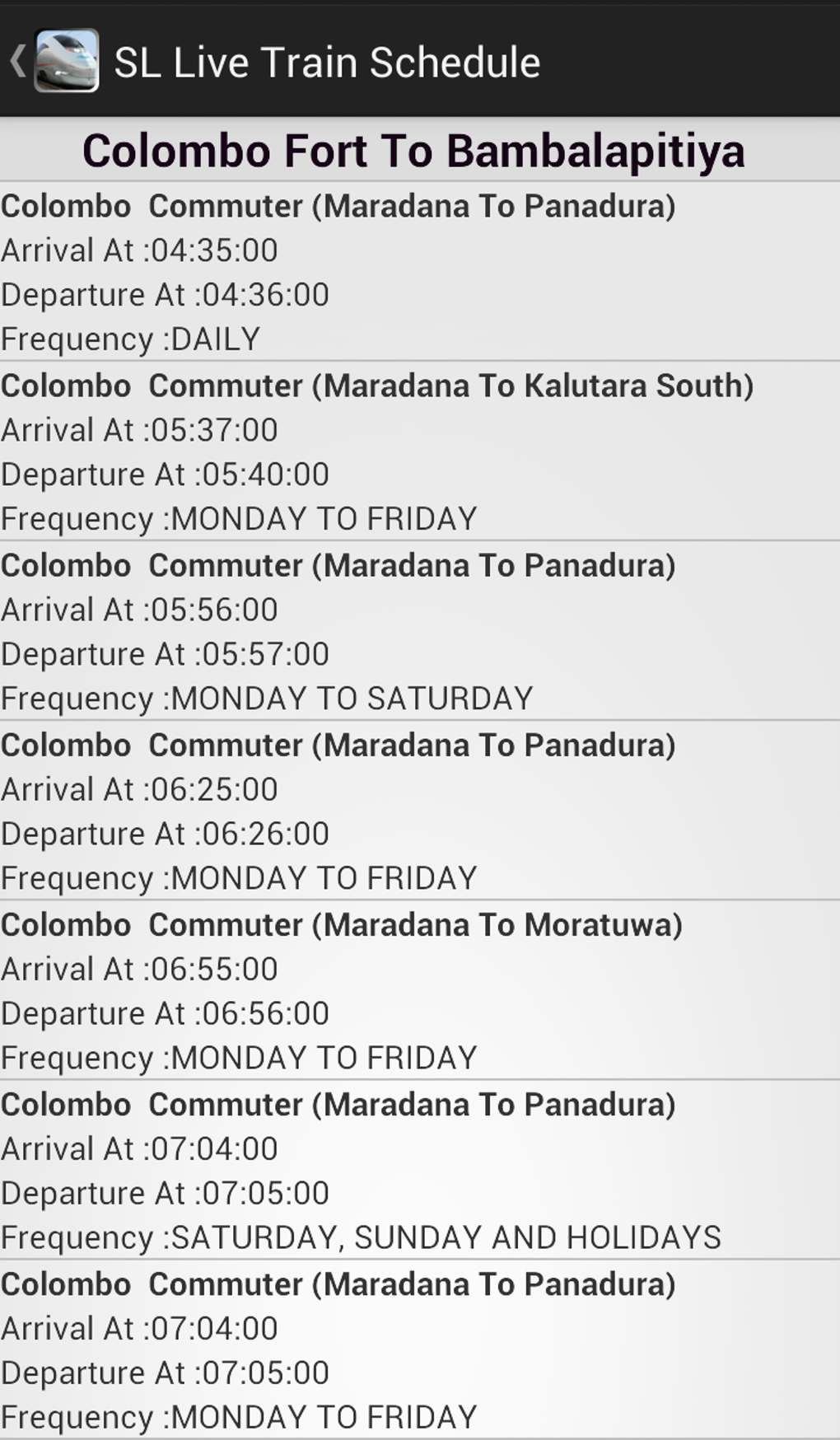 Sri Lankan Live Train Schedule APK For Android Download