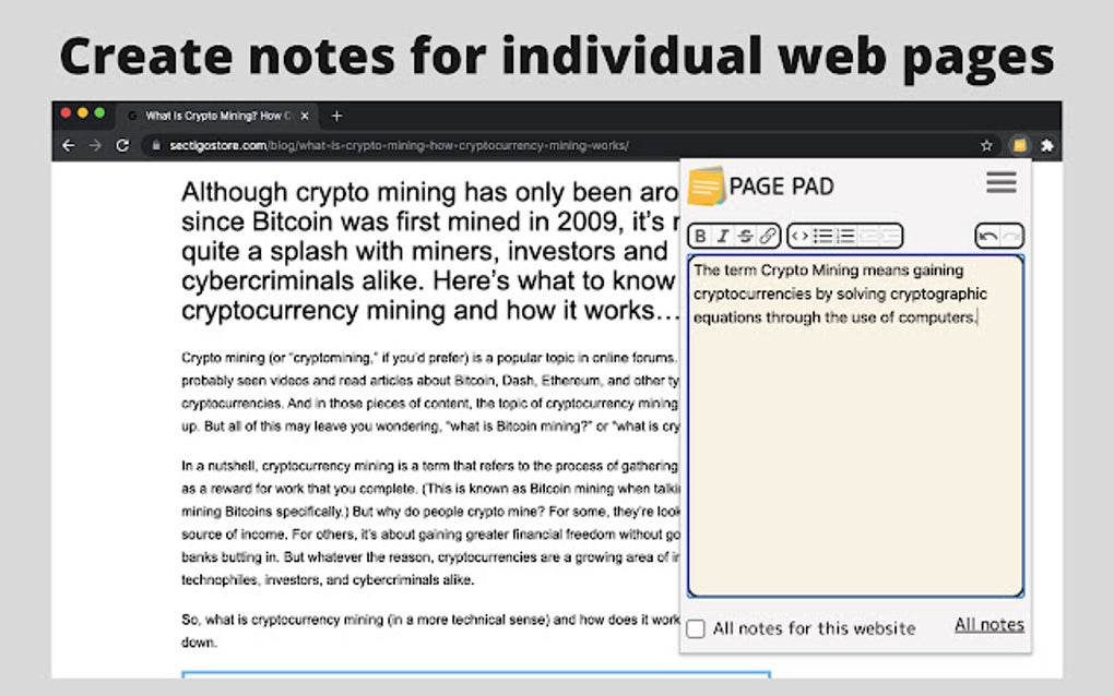 Page Pad : Make quick notes para Google Chrome - Extensión Descargar