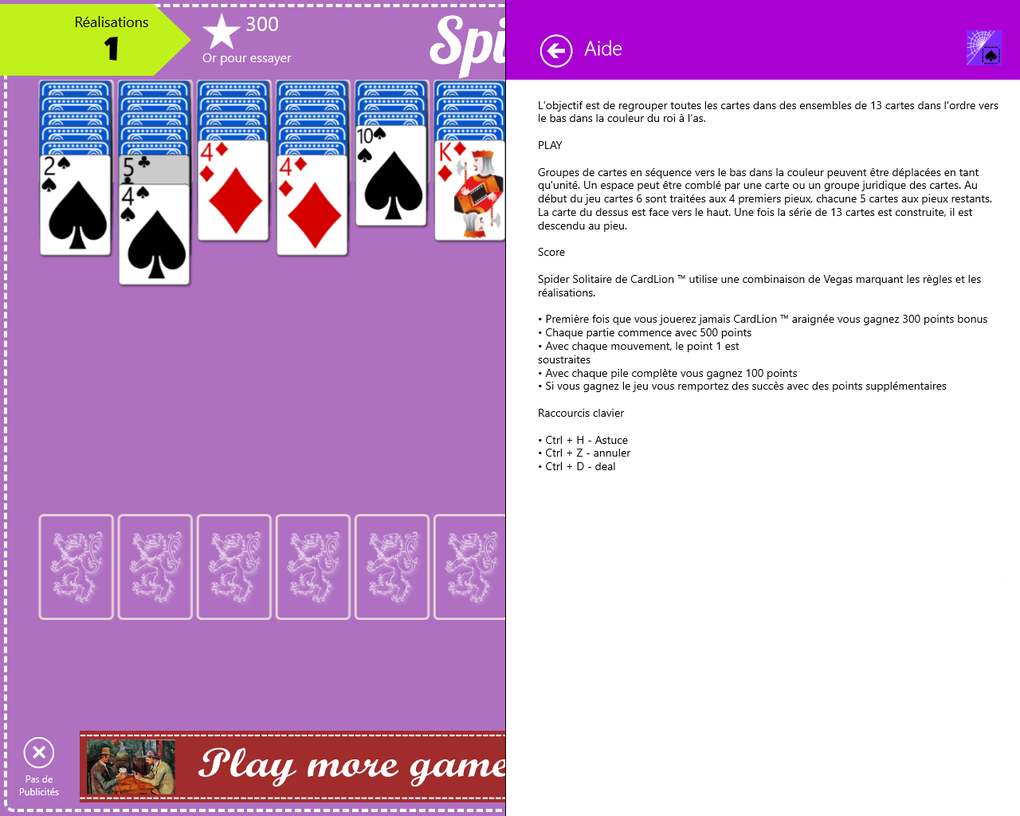 Spider Solitaire 2 couleurs - Jeu en ligne sur