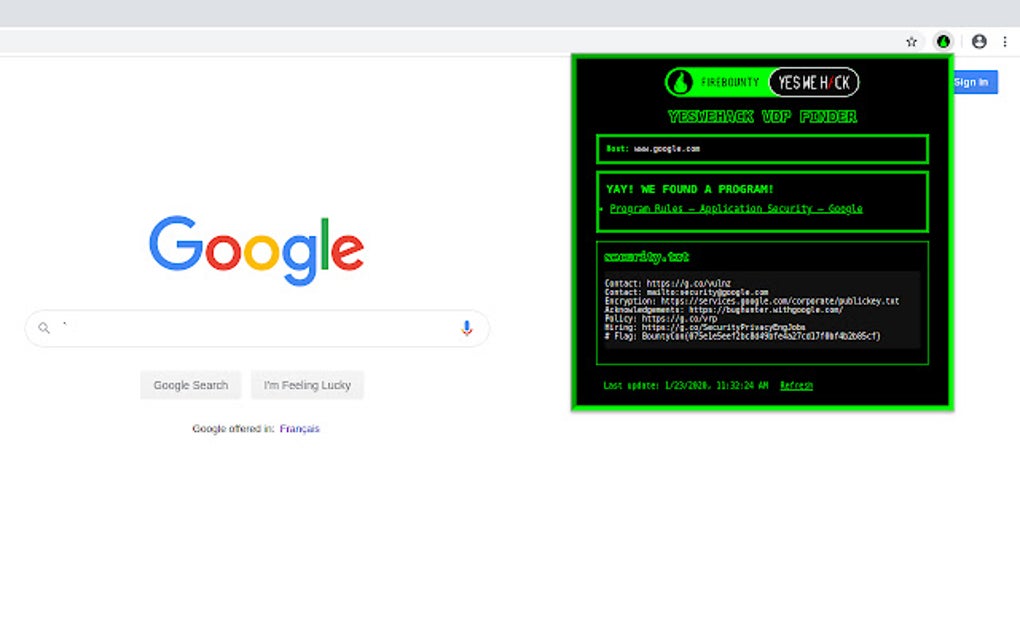 YesWeHack VDP Finder para Google Chrome - Extensión Descargar