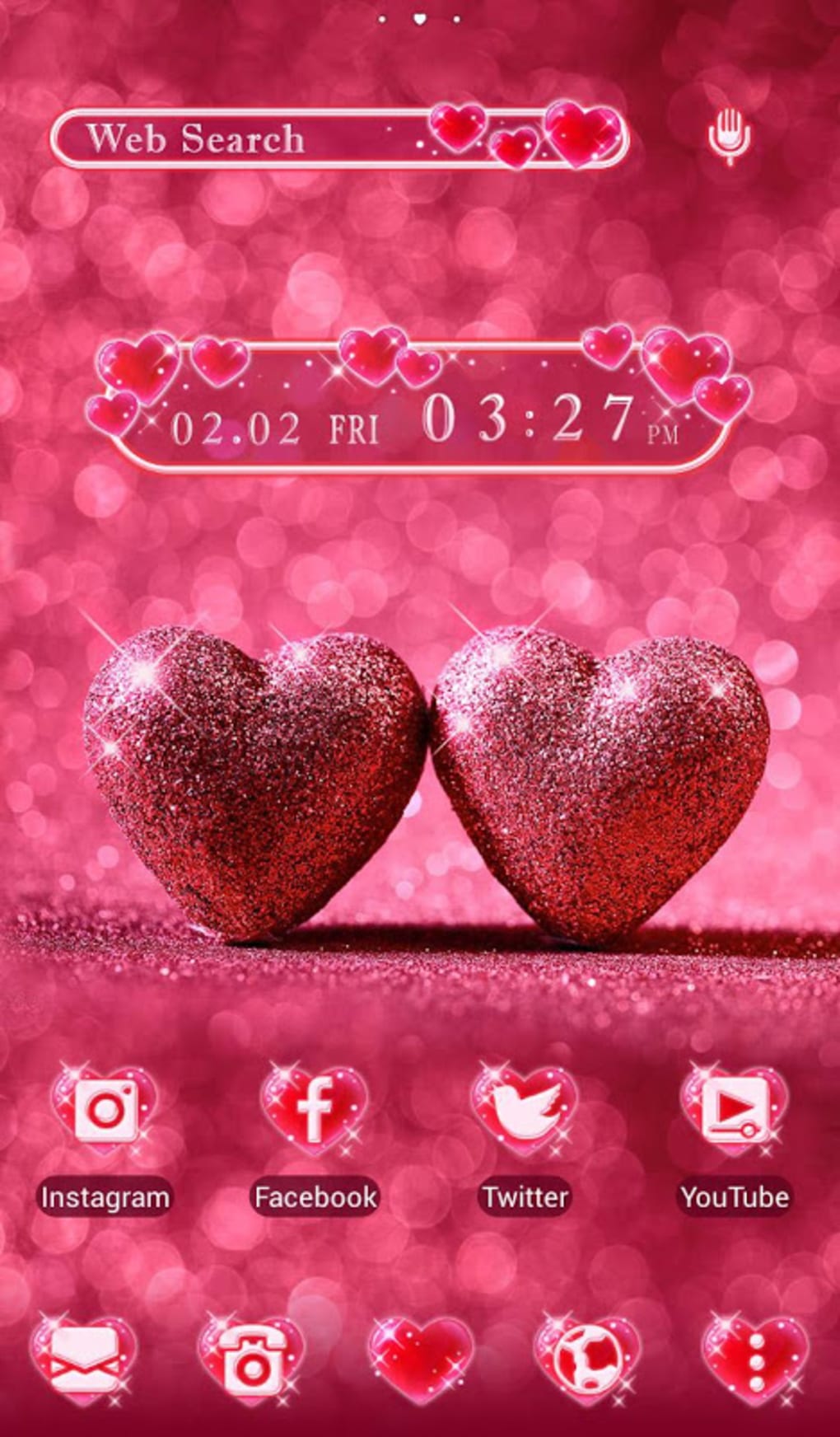 Lovely Wallpaper Glitter Hearts Theme Apk لنظام Android تنزيل 6742